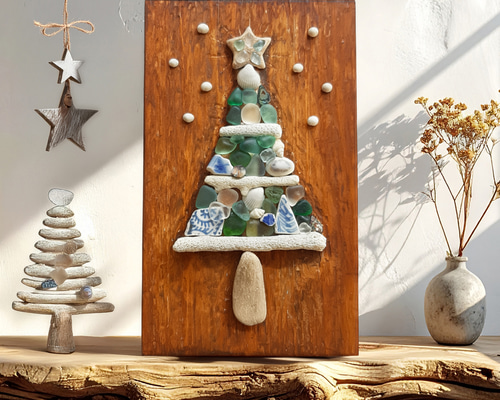 海の記憶のクリスマスツリー〉シーグラスアート その他アート moon