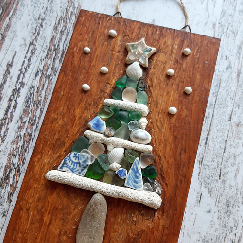 海の記憶のクリスマスツリー〉シーグラスアート その他アート moon