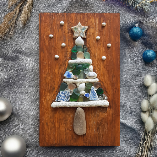 海の記憶のクリスマスツリー〉シーグラスアート その他アート moon