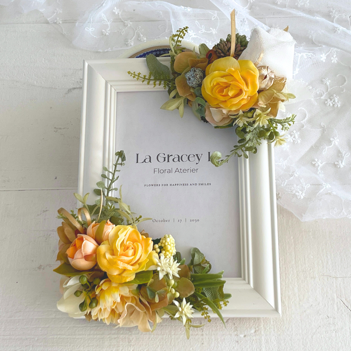 フォトフレーム 花 ウェルカムボード ポストカード アーティフィシャルフラワー 縦横兼用 ウェルカムスペース 015