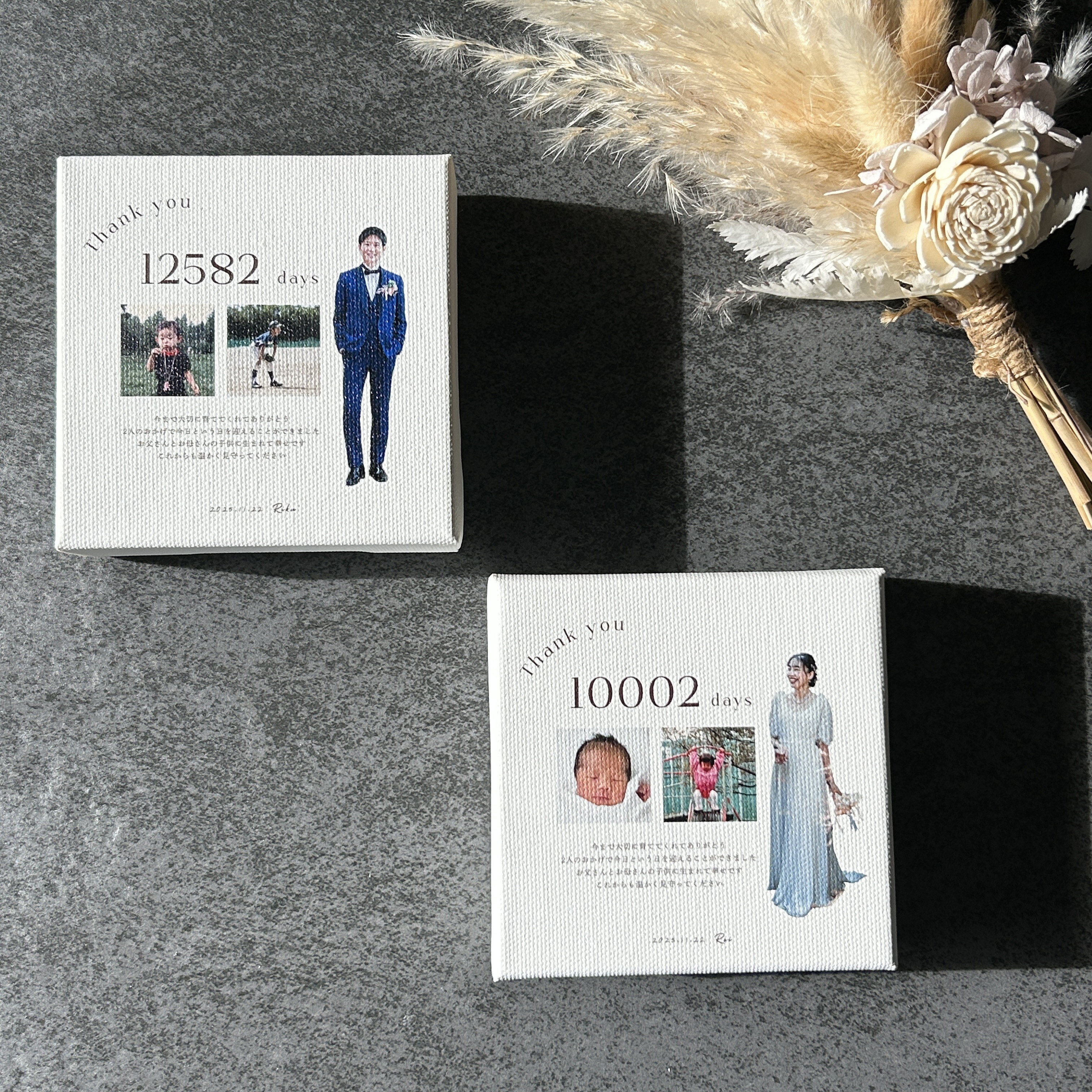 最短3日発送　子育て感謝状　結婚式　両親へプレゼント　キャンバス　両親贈呈品　ウェディング　還暦　成人式　03