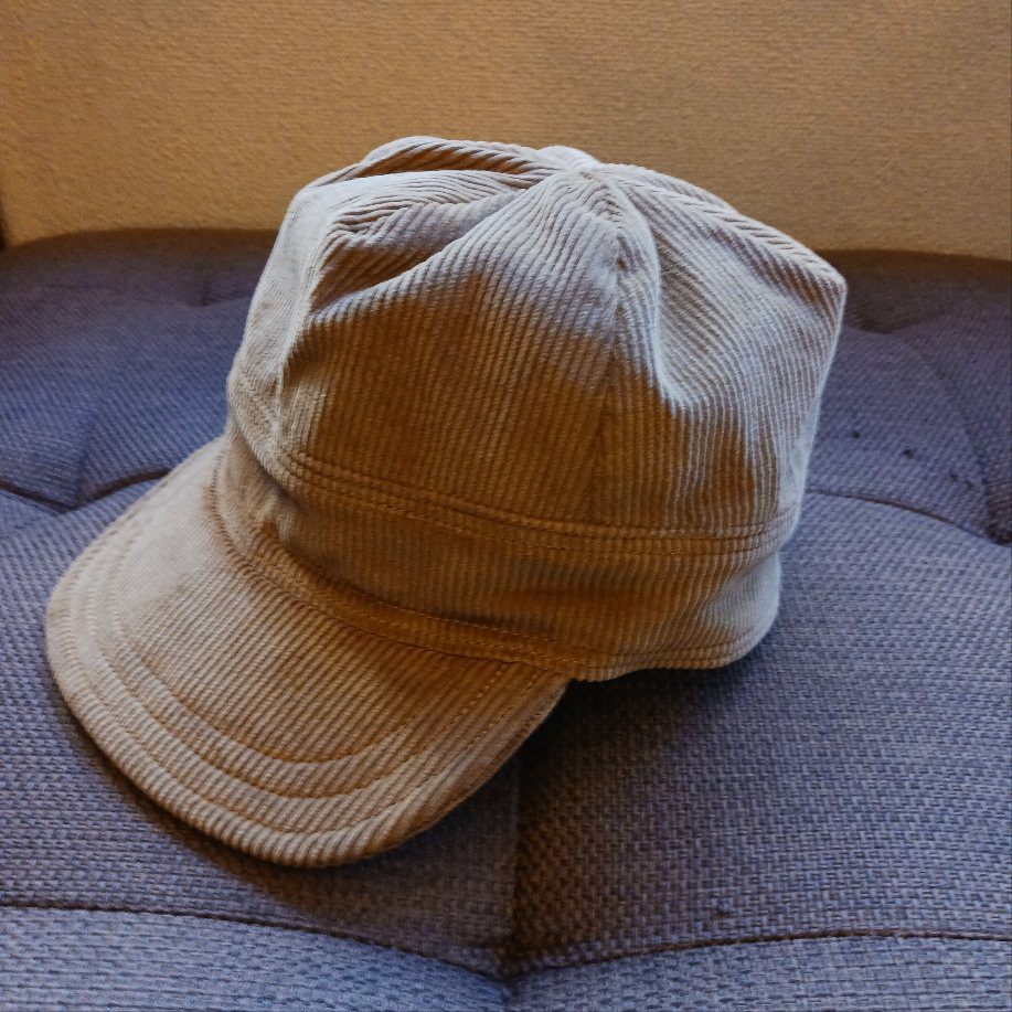 （受注製作）No6 L～60cm トラッカートップワークキャップ　中畝コーデュロイ　（ベージュ）