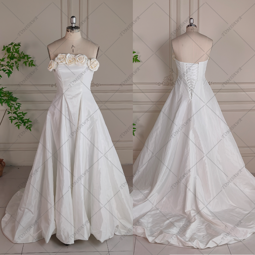 シンプル  ウェディングドレス  前撮り 二次会 挙げ式 結婚式ドレス F960