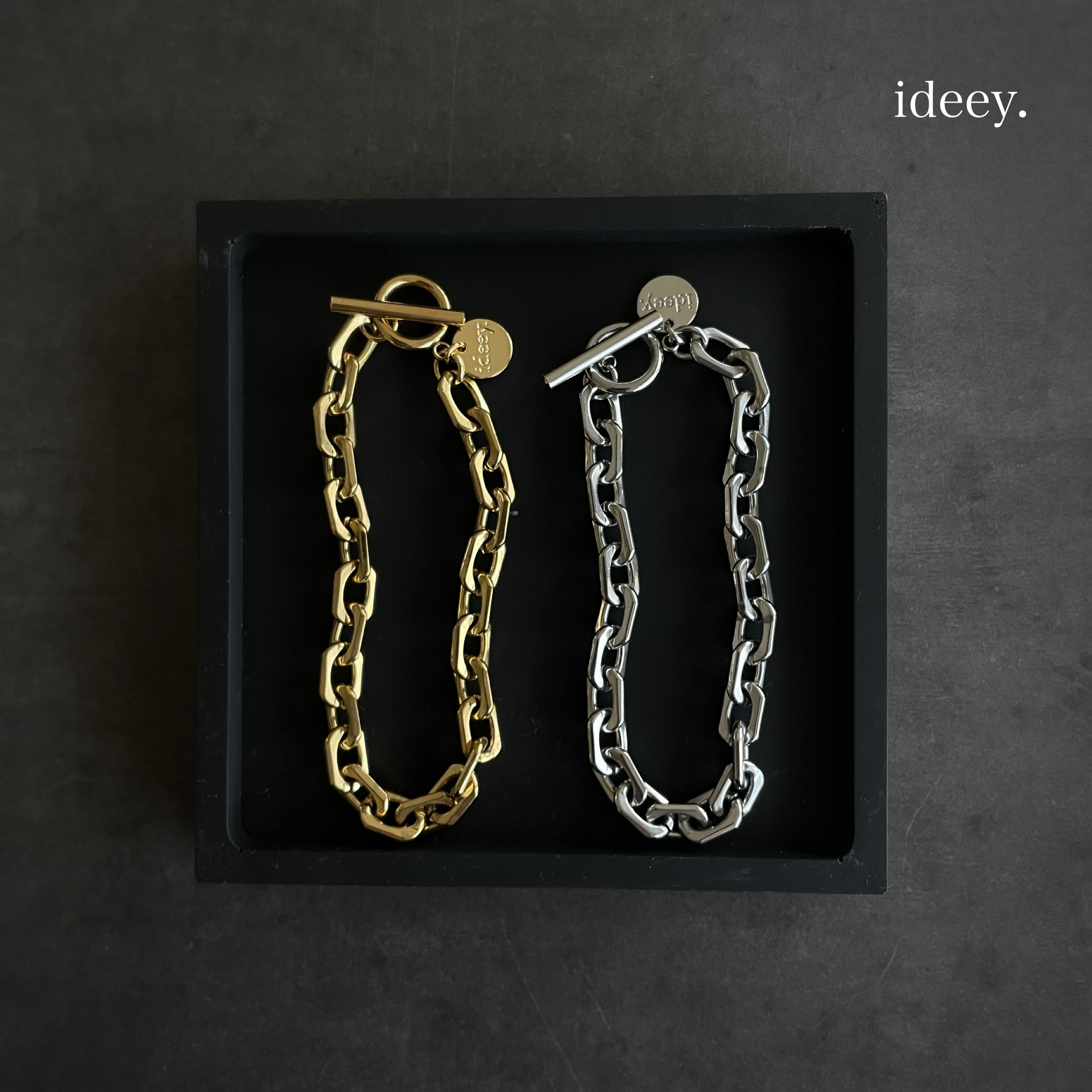 ボリュームスクエアチェーンブレスレット GD/SV〈561/562〉