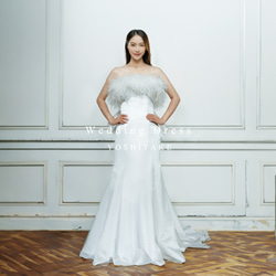 ウエディングドレス.白.ラメチュール.プリンセスライン.オフショル