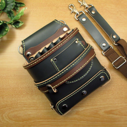 本革 ハンドメイド 8丁差し シザーケース (ネイビー×ナチュラル) SCA