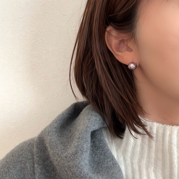 大粒淡水パールのこぼれピアス（シルバー）/ クリスマス　バロックパール　シック　モダン　大粒　冬　金属アレルギー対応 4枚目の画像