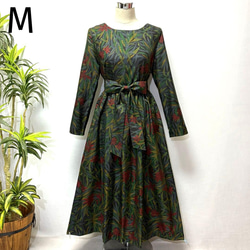 アンティーク大島紬 着物リメイク ワンピース 花柄 2WAY