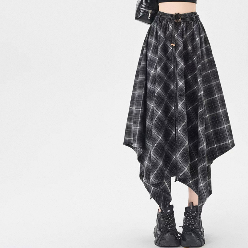 3色、チェックスカート、ロングスカート、秋冬スカート、大人カジュアルスカート、個性的、厚手、防寒対策、受注制作