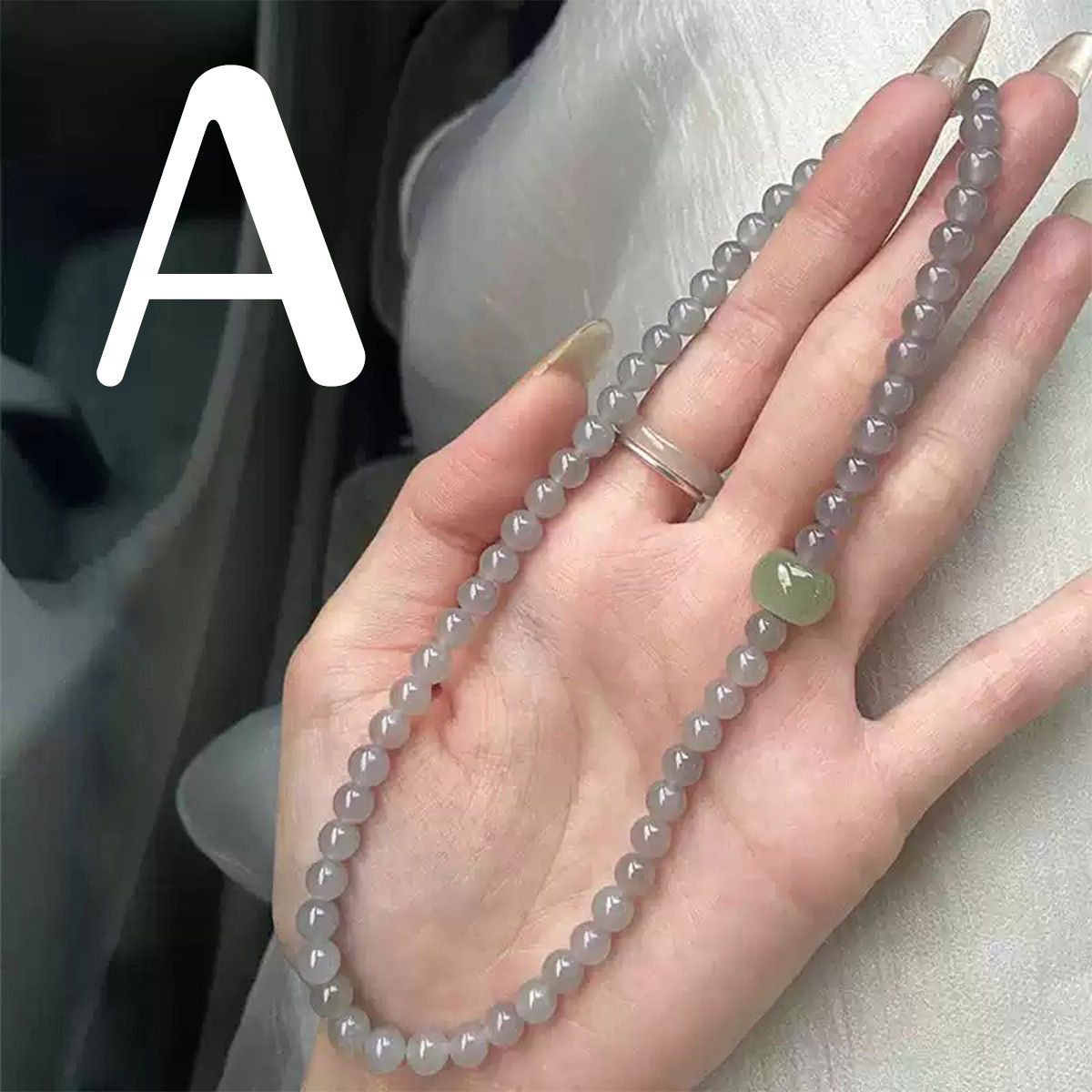 ✼• Elegant •✼  天然和田玉（ホータン玉）スモーキーパープル翡翠 ブレスレット