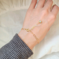 NEKOねこ猫チェーンと天然石のブレスレット【選べる10種の天然石】 5枚目の画像