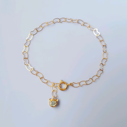 NEKOねこ猫チェーンと天然石のブレスレット【選べる10種の天然石】 2枚目の画像