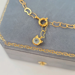 NEKOねこ猫チェーンと天然石のブレスレット【選べる10種の天然石】 6枚目の画像