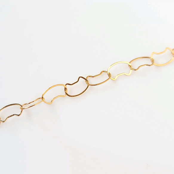 NEKOねこ猫チェーンと天然石のブレスレット【選べる10種の天然石】 8枚目の画像