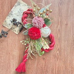 しめ飾り　正月リース　しめ縄　フラワーリース☆*White✖︎Red 68しめ縄飾り しめ縄リース 2026 お正月飾り 紅白 - メルカリ