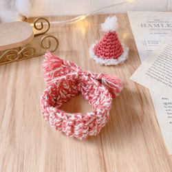 くすみレッドのサンタ帽子とマフラーセット＊10〜15cmぬい服サイズ 3枚目の画像