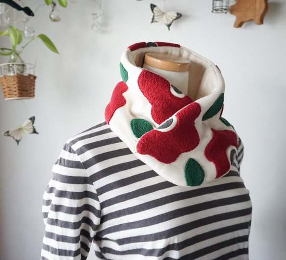 花柄スヌード風ネックウォーマー(アップリケ仕立て) 11枚目の画像