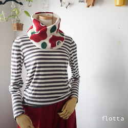 花柄スヌード風ネックウォーマー(アップリケ仕立て) 8枚目の画像