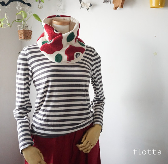 花柄スヌード風ネックウォーマー(アップリケ仕立て) 8枚目の画像