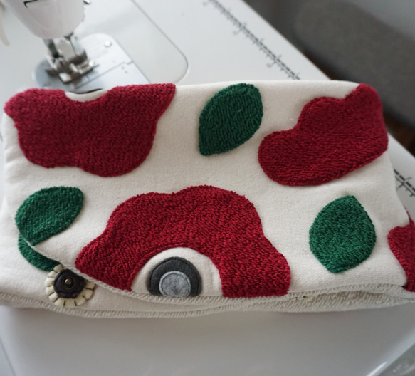 花柄スヌード風ネックウォーマー(アップリケ仕立て) 3枚目の画像