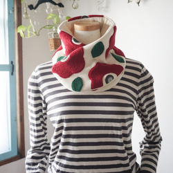 花柄スヌード風ネックウォーマー(アップリケ仕立て) 10枚目の画像