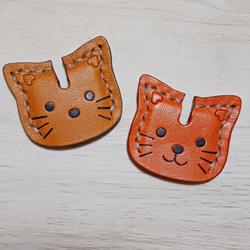 [受注制作] 　猫　キーカバーキャップ　革 2枚目の画像