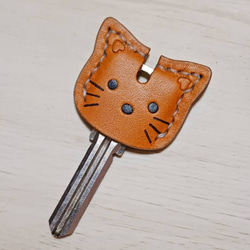 [受注制作] 　猫　キーカバーキャップ　革 5枚目の画像