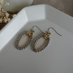 サージカルステンレス　メタルボールピアス　オーバル　シルバー　バイカラー　㊼　 7枚目の画像