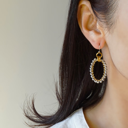 サージカルステンレス　メタルボールピアス　オーバル　シルバー　バイカラー　㊼　 8枚目の画像