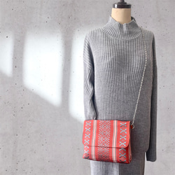 帯リメイク　ショルダーバック　斜めがけポシェット　ハンドメイド　【小径】23 1枚目の画像