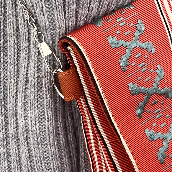 帯リメイク　ショルダーバック　斜めがけポシェット　ハンドメイド　【小径】23 7枚目の画像