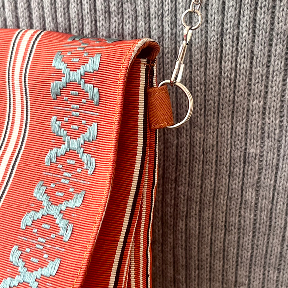 帯リメイク　ショルダーバック　斜めがけポシェット　ハンドメイド　【小径】23 4枚目の画像