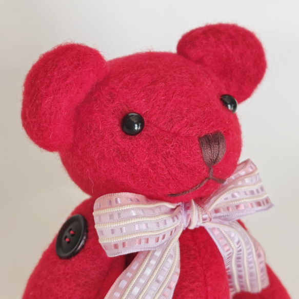 REDのテディベア　一点もの 7枚目の画像