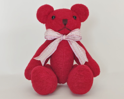 REDのテディベア 一点もの ぬいぐるみ Aton 通販 20031720｜Creema