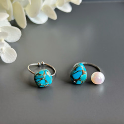 スクエアターコイズ一粒リング　フリー10ミリ　サージカルステンレス316  12月誕生石 8枚目の画像