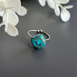 スクエアターコイズ一粒リング　フリー10ミリ　サージカルステンレス316  12月誕生石 5枚目の画像