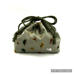 保温保冷・恐竜・カーキ・お弁当袋（Sサイズ） 1枚目の画像