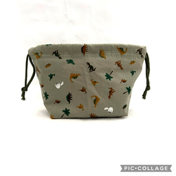 保温保冷・恐竜・カーキ・お弁当袋（Sサイズ） 3枚目の画像