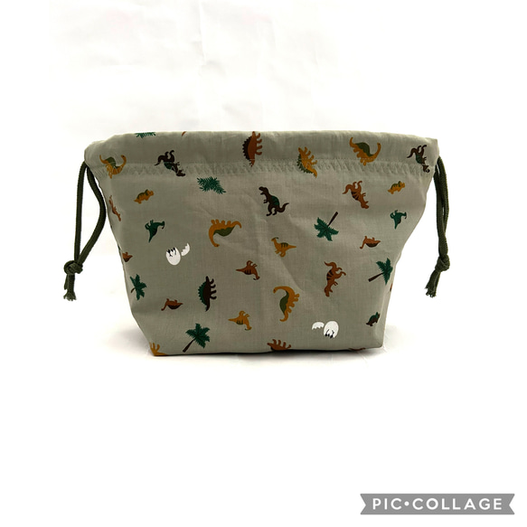 保温保冷・恐竜・カーキ・お弁当袋（Sサイズ） 3枚目の画像
