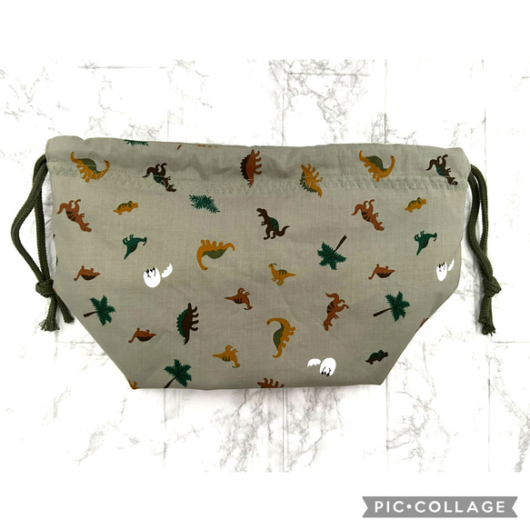 保温保冷・恐竜・カーキ・お弁当袋（Sサイズ） 2枚目の画像
