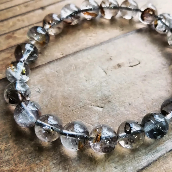 ◆パキスタン産オイルインハーキマーダイヤモンドのブレスレット 12000円（送料無料） 8.5mm 3枚目の画像