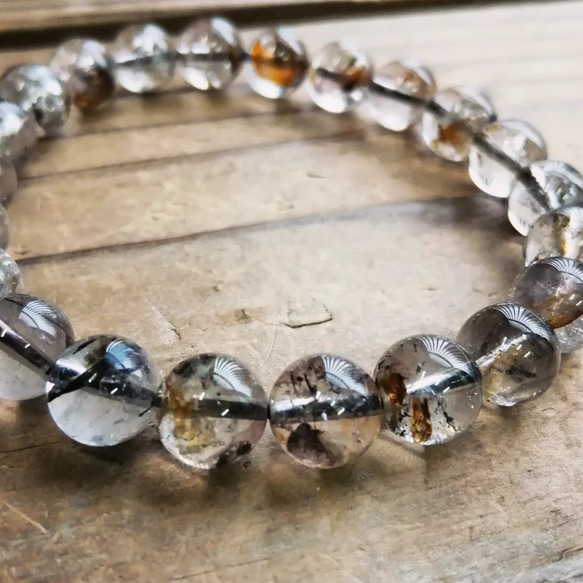◆パキスタン産オイルインハーキマーダイヤモンドのブレスレット 12000円（送料無料） 8.5mm 1枚目の画像