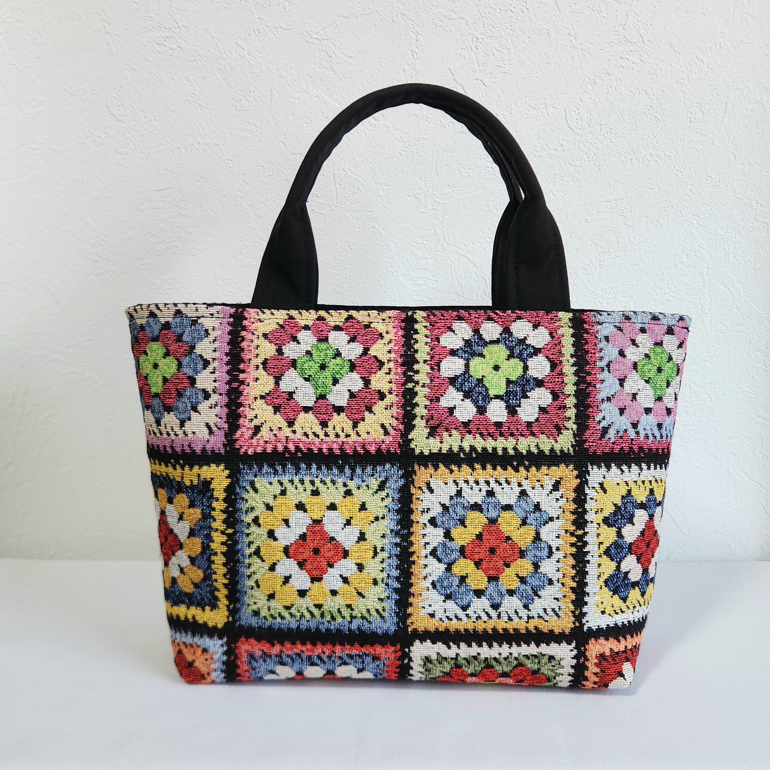 オランダ輸入生地　トートバッグ　クロッシェ柄