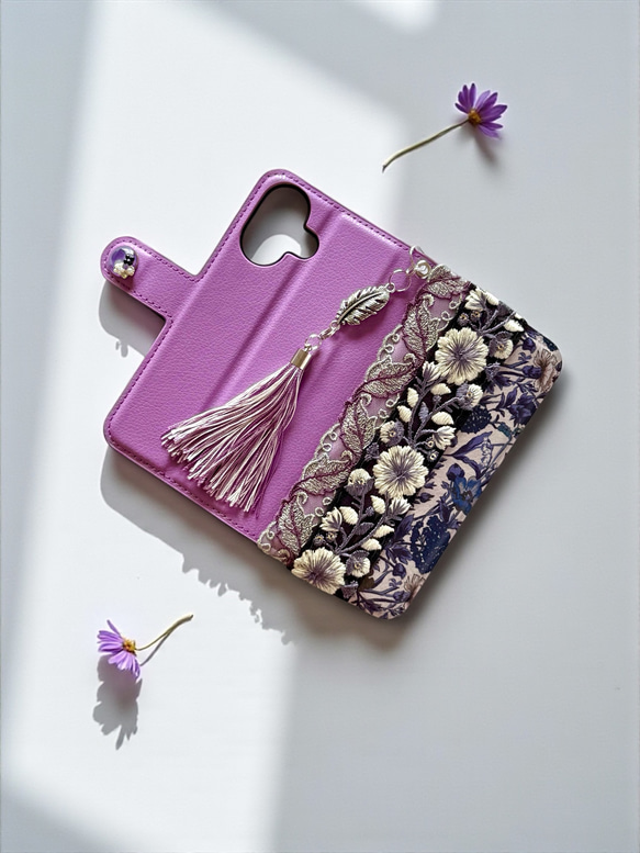 purple flower iPhoneケース/スマホケース 2枚目の画像