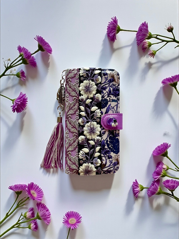 purple flower iPhoneケース/スマホケース 1枚目の画像
