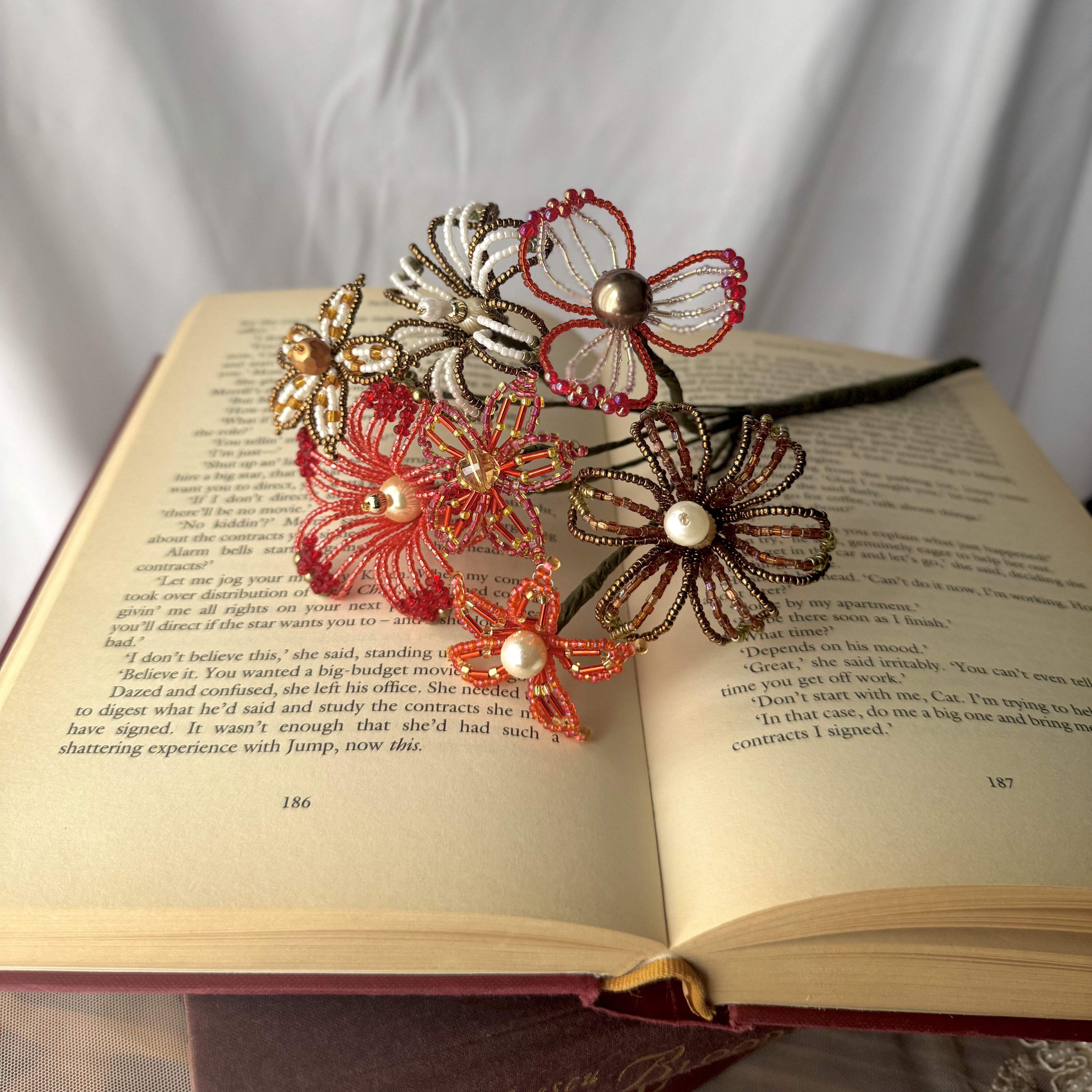 【Autumn mini】ビーズフラワー　一輪挿し　インテリア