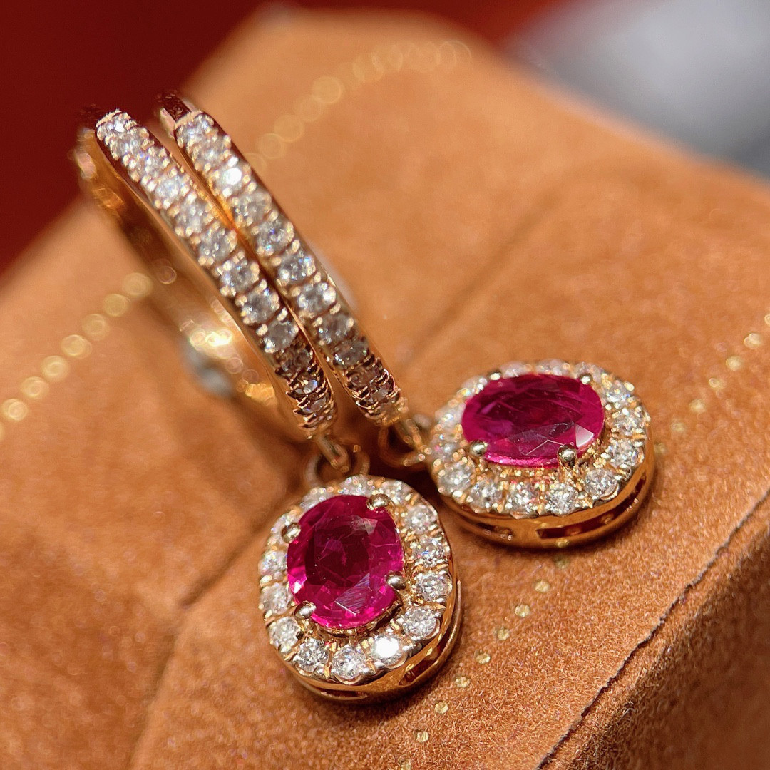 天然ダイヤモンド付きルビーピアスk18　5501 76,725円