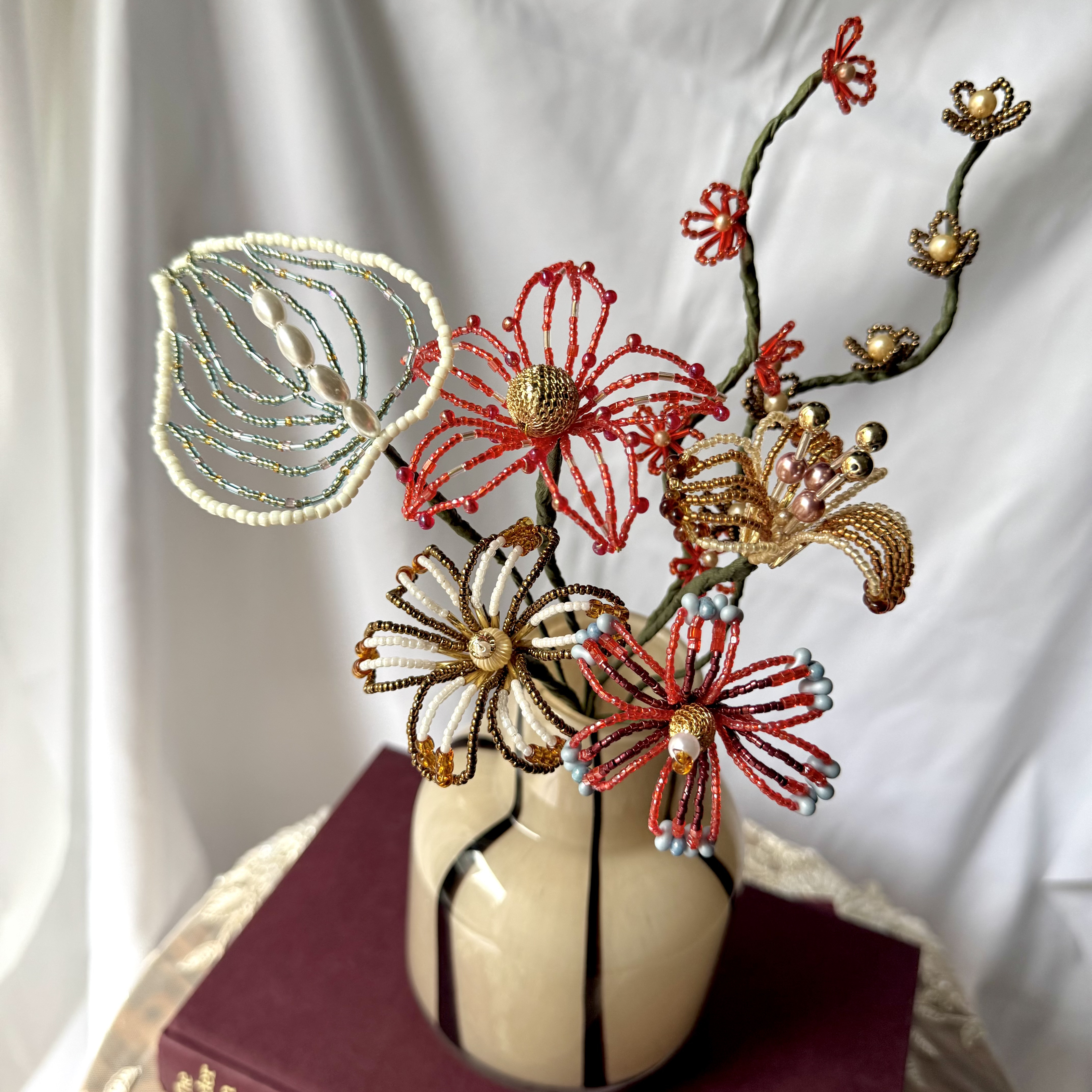 【Autumn mini】ビーズフラワー　インテリア　フラワー