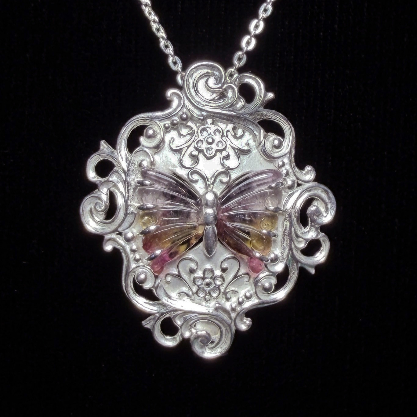 現品 Mila｜ミラ 　蝶 トルマリン ブローチ ペンダント (SV925)