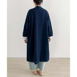 en-enヨーロッパ生地ウール８０%・モヘア調ドルマン袖コート・紺×グリーン格子 5枚目の画像